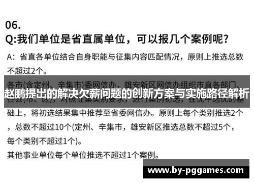 赵鹏提出的解决欠薪问题的创新方案与实施路径解析